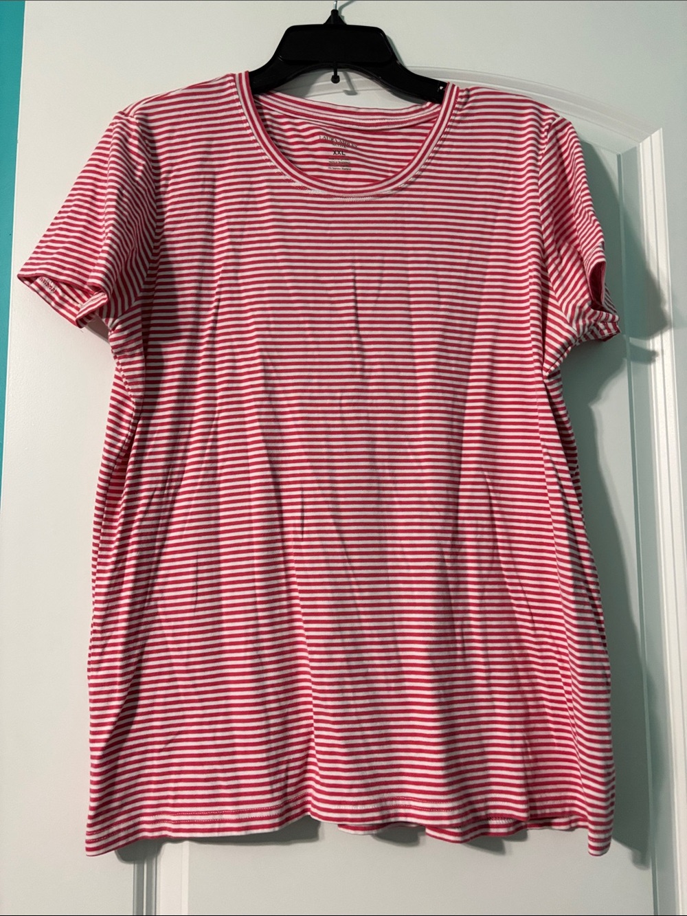Laura Ashley Red and White Striped Crewneck Tee